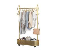 Free Standing Coat Tree, Coat Rack Freestanding,Hallway Rolling Tree with Pulleys,Coat Hanger Tree with Storage Basket,Save Space for Bedroom Office Hall(Gold,80x170cm)