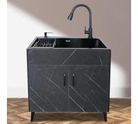 Free Standing Commercial Laundry Sink Cabinet With Stainless Steel Sink and Pull-down Faucet, Suitable for Outdoor and Indoor Use