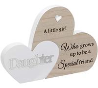 Free Standing Double Heart Plaque Sentiment Gift - Daughter