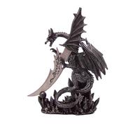 Free Standing Dragon Dagger & Holder Gothic Home Decor Dragon with Obsidian Blade 14"
