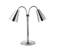 Free Standing Dual Bulb Heat Lamp, Food Warmer Light, Fast and Even Heating, 360° Rotating Hose, Wrought Iron Warming Lamp, Portable Heating Lamps for Home Buffet Bakery(Silver)