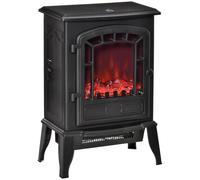 Etna HOMCOM 2kW Freestanding Electric Fireplace Heater with Realistic Flame Effect - Black, Black
