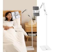 Free Standing Floor Tablet Holder Stand, Flexible Arm Mount, Universal Compatible with iPad, Kindle, Samsung, Phone, Screens from 4 to 13 inch, Adjustable Angles Height Reading in Bed E-reader Gift