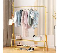 Free Standing Garment Rack with Top Bar and 2 Tiers of Storage, Heavy Duty Clothes Drying Organizer for Shoes and Clothing