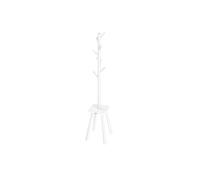 Free Standing Hall Tree with 8 Hooks and Storage Shelf, Cloud White