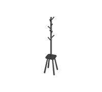 Free Standing Hall Tree with 8 Hooks and Storage Shelf, Ink Black
