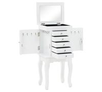Free Standing Jewelry Cabinet White Box Cosmetic vidaXL