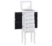 Free Standing Jewelry Cabinet White Box Cosmetic vidaXL