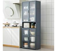 Free Standing Kitchen Storage Cabinet - Multi-Functional Pantry Cabinet with Doors Sideboard Shelf Rack for Kitchen Living Room & Dining Room (60x30x175cm)