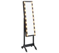 vidaXL Free-Standing Mirror with LED Black 34x37x146 cm UK NEW
