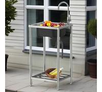 Free Standing Outdoor Sink Commercial Restaurant Sink Stainless SteelSink Hot and Cold Water Faucets Single Bowl Mobile CommercialSink Suitable for Restaurant/Bar/Garage/Laundry