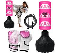 Free standing punch bag stand, Heavy Duty junior pedestal boxing bag 3.5ft dummy freestanding punching bag for kickboxing, MMA Martial Arts Training kids Fitness Equipment Boys & Girls
