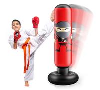 Free Standing Punch Bag with Gloves - 63 Inch Inflatable Punching Bag for Kids' Karate & Taekwondo Training, Boxing Bag for Children, Kids' Boxing Set, Birthday Gift