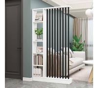 Free-Standing Room Divider Column for Entryway, Modern Wooden Privacy Separator with Shelves for Living Room, Independent Space Partition, Elegant White Design