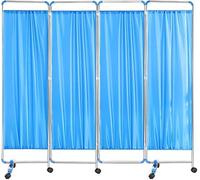Free Standing Room Divider, Portable Medical Privacy Screen On Wheels, Room Partition With Detachable Fabric Doctor's Office/Beauty Salons/Clinic/Hospitals Wards Room Divide(Size:4 panel,Color:Blue)