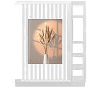 Free Standing Room Divider with Shelves & Cabinet, Wooden for Studio Apartment & Home Office, Adjustable Shelf System (White, 39.4x9.4x78.7 in)