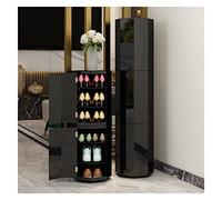 Free Standing Rotating Shoe Rack Modern Corner Storage Organizer for Entryway NoTool Assembly Round Design for Hallway and Closet Simple Black Houseware