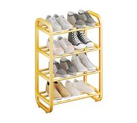 STEPHM Free Standing Shoe Rack 4 Tier Shoe Stand Holds 8-12 Pair Shoe Organizer Easy Assembly Shoe Storage Shelf For Entryway, Closet, Garage, Bedroom, Cloakroom(Gold,17.7 x 9.1 x 22.8in)