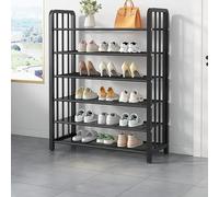 Free Standing Shoe Rack, Metal Mesh Storage Shelf 3/4/5/6 Tier Shoe Organizer with Dense Mesh Shelves and Handles, Space-saving Design for Closet Hallway Entryway(60x28x107cm(24x11x42in), Black)