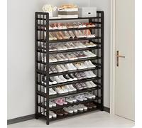 Free Standing Shoe RackTall & Wide Bamboo Shoe Organizer 10Tier Large Capacity Storage Shelf for Entryway Closet BedroomSturdy Black 90cm/35.4in