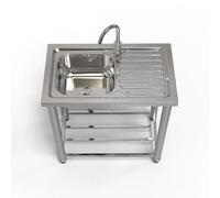 Free Standing Sink Stainless Steel, Outdoor Garden Sink Utility Sinks with Faucet Sinks Single Bowl for Garage Basement Garden Laundry Restaurant Kitchen Camping 75X40cm