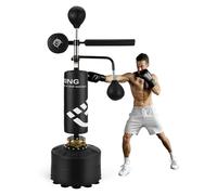 Free Standing Speed Bag, 5-in-1 Free Standing Punching Bag with Speed Bag, Punching Pad, Rotating Flexible Arm & Reflex Bar | Adjustable Height, Stable Base Boxing Bag Stand for Boxing Training