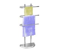 Free Standing Stainless Steel Finish Curved Towel Stand ~ 3 Rack Towel Drying Rustproof Bathroom Holder ~ Rail Towel Stand For Indoor Outdoor