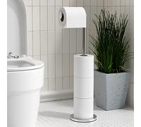 Free-standing Toilet Roll Holder, Stainless Steel Bathroom Roll Holder Stand, Anti Rust Pedestal Toilet Paper Storage Dispenser