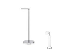 Free-Standing Toilet Roll Holder - Stainless Steel Toilet Paper Storage Stand with Spare Roll Holder - Modern Bathroom Accessory, Non-Rust, Non-Slip Design (Raw Stainless Steel Finish)
