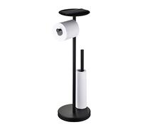Free Standing Toilet Roll Holder with Shelf, Black Toilet Paper Holder Stand with Storage Reserve, Stainless Steel SUS304, SHUNLI