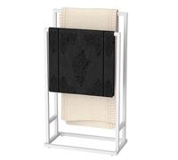 Free standing Towel Rail, Towel Rack Stand with 2 Rails, 2 Tier Bathroom Towel Holder Ladder and Towel Drying Rack for Bathroom Laundry Room Bedroom Pool, white