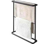 Free Standing Towel Rail with 5 Rails, Modern White Freestanding Towel Rack Stand for Bathroom, Laundry Room and Bedroom, Durable Drying Organizer(black)
