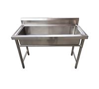 Free Standing Utility Sink for Washing, Commercial Kitchen Washing Sink 1 Compartment with Faucet, Single Bowl Sink(39.3X19.6X31.4inch/100X50X80cm)
