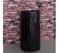 Free Standing Vanity Basin Bathroom Vanity Unit & Basin Sink Floorstanding Gloss Full Pedestal Bathroom Sink Cabinet Under Basin Unit, 18 X 18 X 34.2in black- without mirror