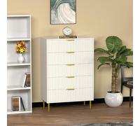 Free Standing White Wooden Chic Fluted Kitchen Bed Living room Chest of 5 Drawers Dresser Console Table Hygrad Built to Survive White One Size