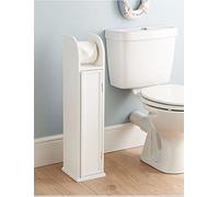 Free Standing White Wooden Toilet Roll holder & Storage Cabinet by dylex