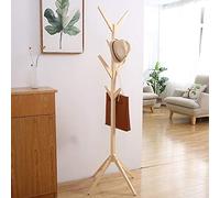 Free Standing Wood Coat Rack - Entryway Hall Tree with 8 Hooks Stylish Coat Stand for Home & Office Ideal for Clothes Scarves & Handbags White Log Design
