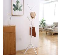 Free Standing Wood Coat Rack with 8 Hooks Entryway Hall Tree for Home/Office Stylish Storage for Coats Scarves Handbags - White Four Corner Base