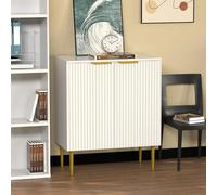 Free Standing Wooden Fluted Sideboard Buffet Accent Cabinet Cupboard Console Table Storage Hallway Home With 2 Doors & Gold Metal Legs Hygrad Built to Survive White One Size