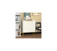Free Standing Wooden Fluted Sideboard Buffet Accent Cabinet Cupboard Console Table Storage Hallway Home With 2 Doors & Gold Metal Legs