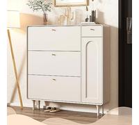 Free Standing Wooden Shoe Storage Cabinet - Slim Design Footwear with Drawer & Removable Divider for Heels Boots & Slippers - Stylish Shoe Rack for Home Use