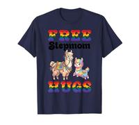 Free Stepmom Hugs LGBTQ Rainbow Cute Llama Family Together T-Shirt