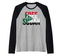 Free Sudan Flag Africa Raglan Baseball Tee