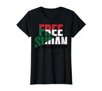Free Sudan Flag Africa Value Graphic T-Shirt, Women, Black, M