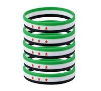 Free Syrian Flag Silicone Bracelets Syria Flag Rubber Bracelets White Green Black Syria Flag Bracelets Support Syria Free Syria Wristband for Outdoor Sports and Patriotic Support (5PCS)