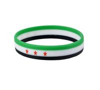 Free Syrian Flag Silicone Bracelets Syria Flag Rubber Bracelets White Green Black Syria Flag Bracelets Support Syria Free Syria Wristband for Outdoor Sports and Patriotic Support (1PCS)