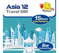 Free Test 150MB 1Day in UK | Happy Asia 12 Countries 15 Days Unlimited Data Sim Card | Free 1GB Dubai | 8GB of 5G High-Speed Data Then 128kbps | Support Google, Whatsapp, Facebook, IG and More