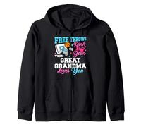 Free Throws or Pink Bows Great Grandma Loves You Gender Zip Hoodie