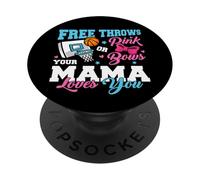 Free Throws or Pink Bows Mama Mom Loves You Gender Reveal PopSockets Adhesive PopGrip