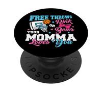Free Throws or Pink Bows Momma Loves You Gender Reveal PopSockets Adhesive PopGrip